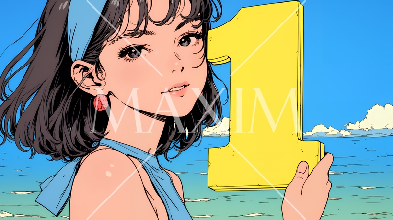 数字の「1」を掲げている若い女性