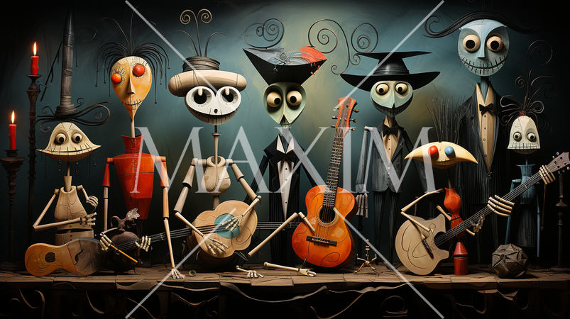 キュービズムな表現のハロウィンパーティ