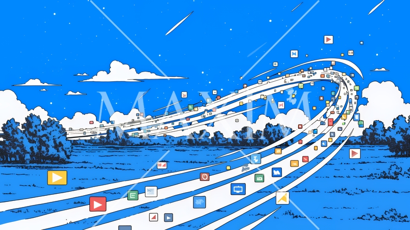 DX・AI・クラウドで進むデジタルトランスフォーメーション｜データネットワークのビジネスコンセプト