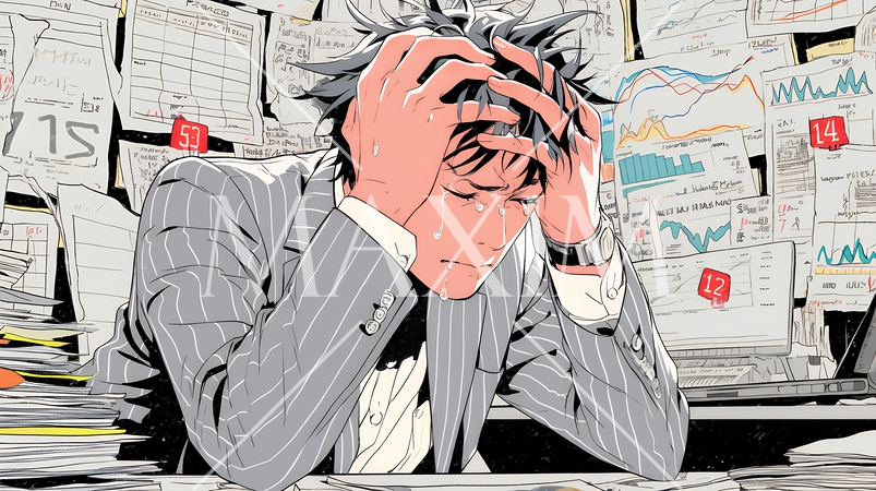 金融市場の急激な変動で頭を抱えている男性