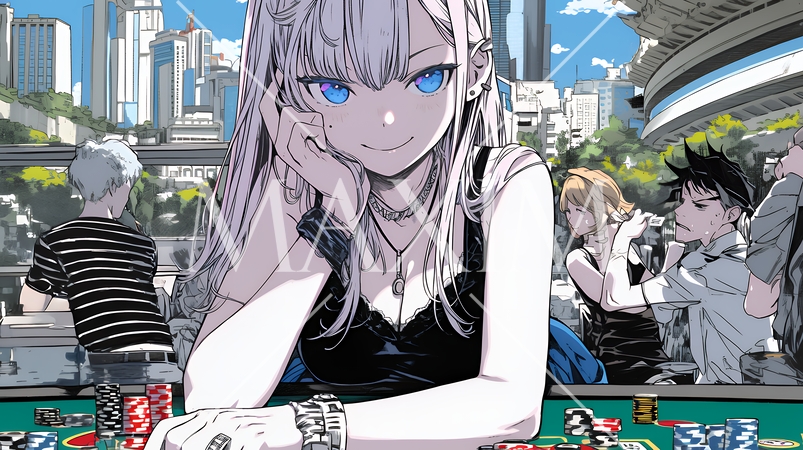 ギャンブル：ギャンブルをしている若い女性