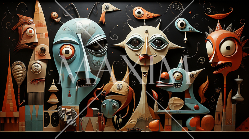 キュービズムな表現のハロウィンパーティ