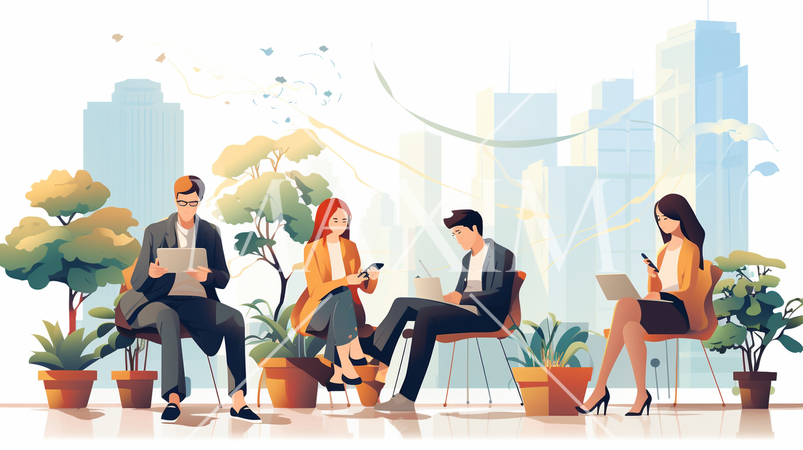 モバイルワーク：モバイルデバイスを使用した仕事、リモート作業。