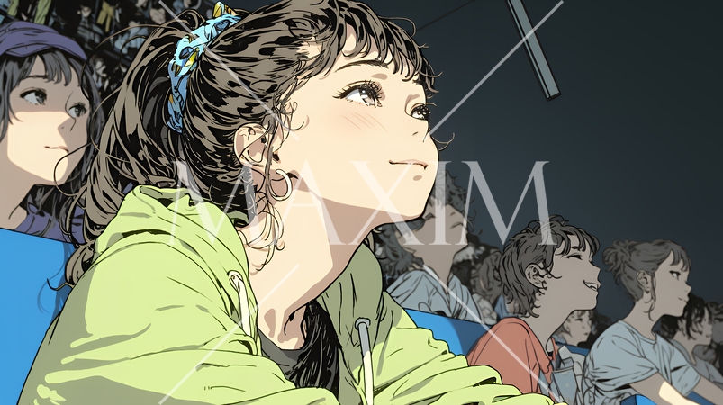 映画や演劇を鑑賞している若い女性