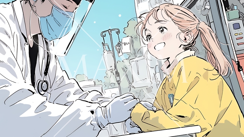 子供を診察している小児科医