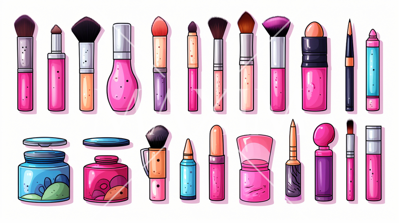 色とりどりの化粧品のイラスト：プリファレンスシート