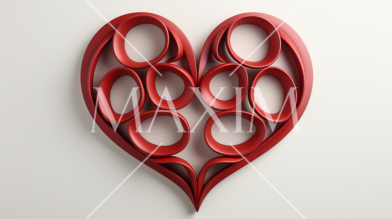 ハートの形の立体（3D）オブジェクトの白背景イラスト