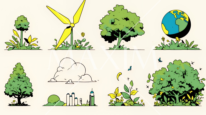 エコとサステナビリティのビジネスコンセプト｜地球と再生可能エネルギーで考える環境問題イラスト